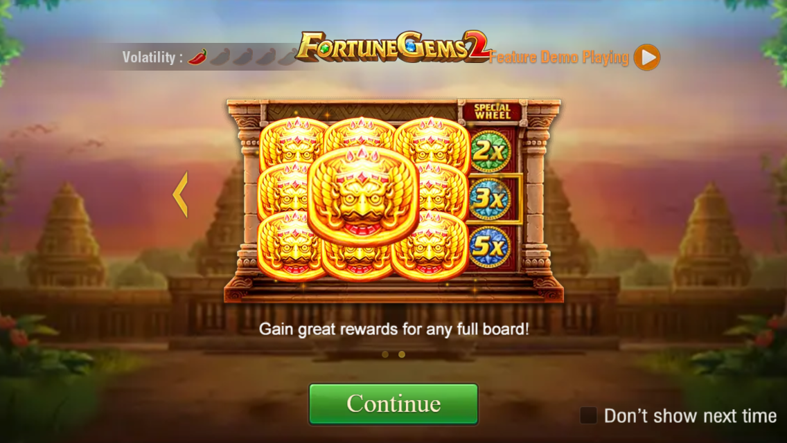 Paparan Fortune Gems JILI dengan permata dan simbol Garuda